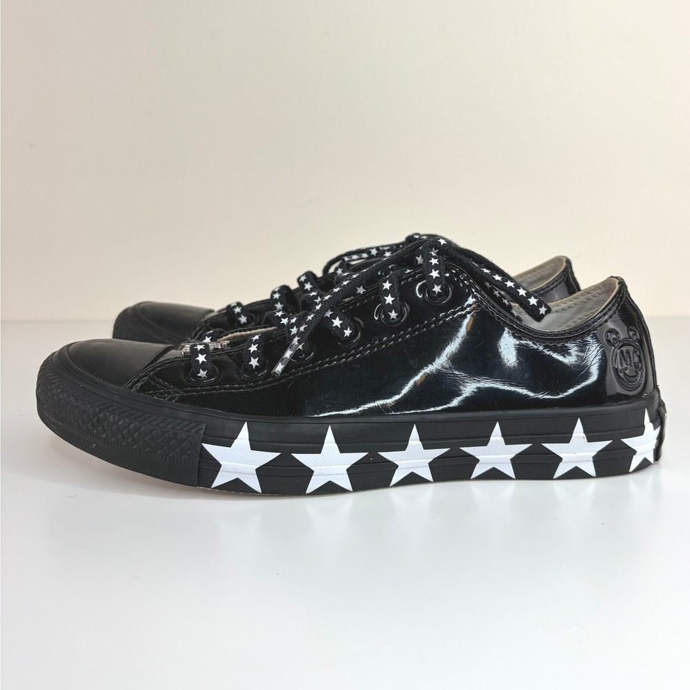 Converse x Miley Cyrus Chuck Taylor Star Patent Sneakers Black White Women's 7